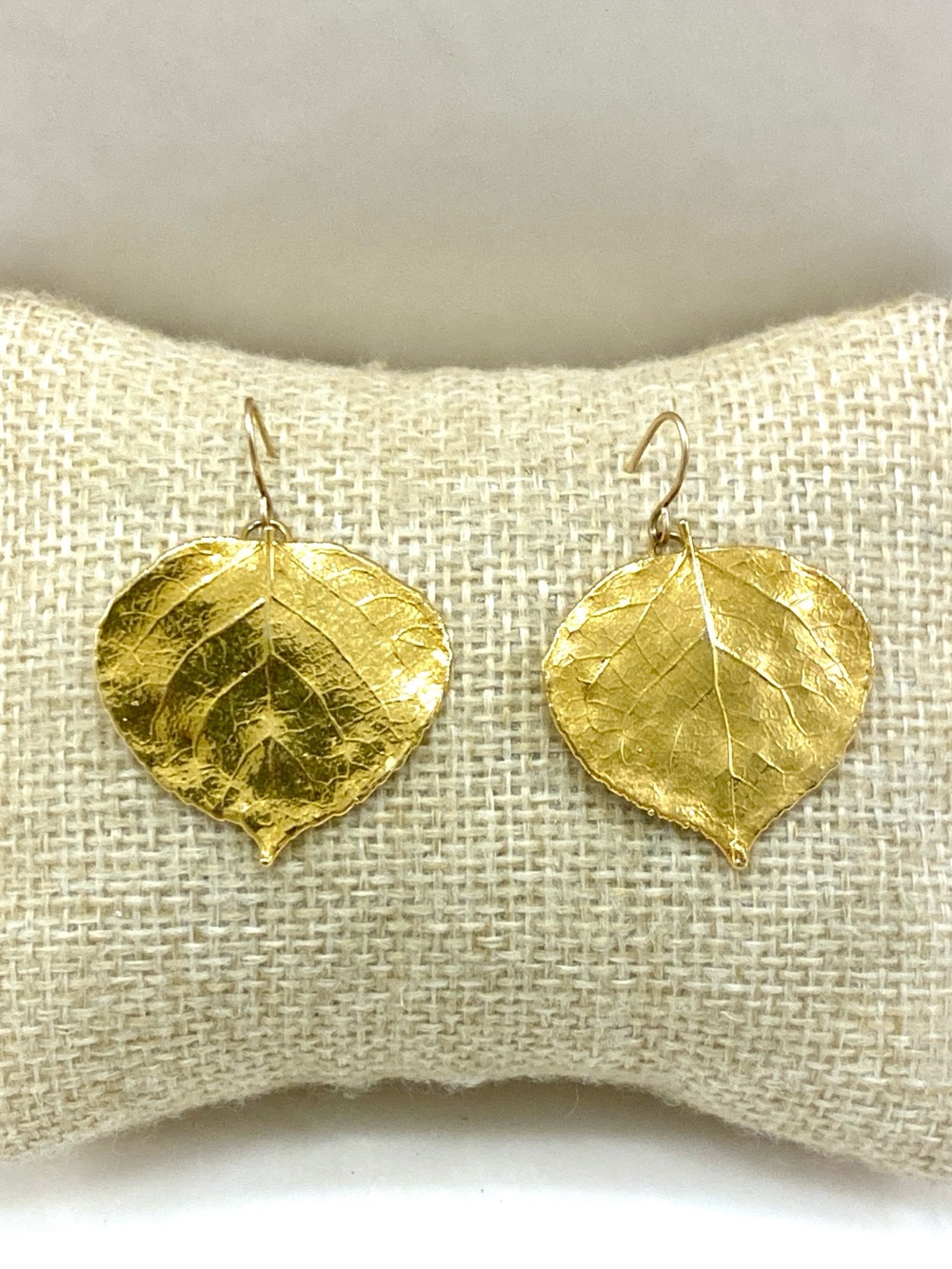 Gold Leaf Pendant Drop Earrings